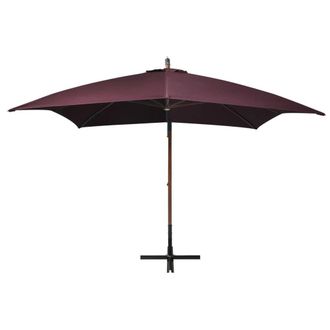 Berkfield Home Hanging Parasol with Pole Bordeaux Red 3x3 m Solid Fir Wood in Burgundy