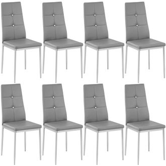 TecTake Dining Chair Set Julien Set Of 8 - Grey | Size: 8 Pack
