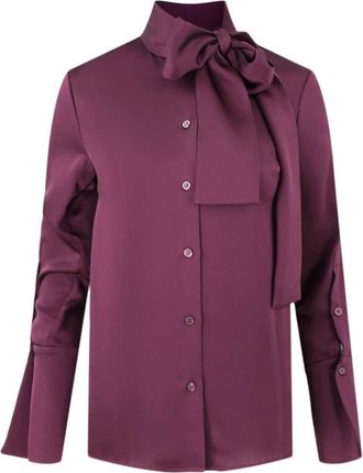 SIMKHAI Candela pussy-bow satin shirt - women - Polyethylene/Acetate - L - Purple