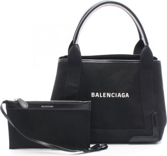 Balenciaga Black Canvas Leather Tote Bag (Pre-Owned)