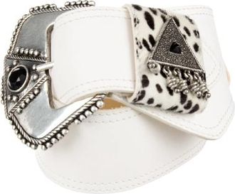 Saint Laurent White Leather Western Corset Belt Size M