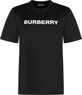 Burberry Logo Katoenen T-shirt - Dames - T-shirts - Zwart - S - Katoen - Tops