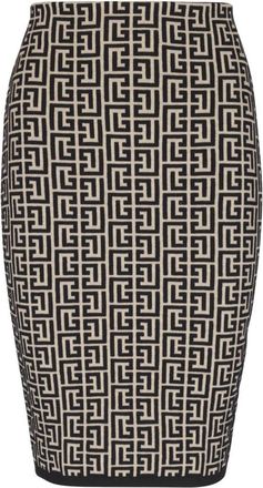 Balmain Monogram gebreide rok - Dames - Korte rokken - Zwart - 2XS - Wol - Rokken