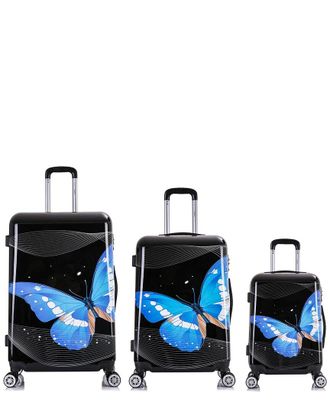 InUSA Inusa Black Butterfly Prints Lightweight Hardside Spinner