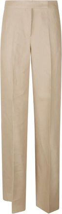 Max Mara Broeken, Dames, Beige, M, Leer, Tailored Pants