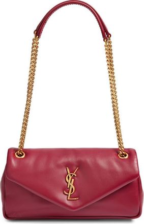 Saint Laurent Calypso Lambskin Leather Shoulder Bag in Rouge Merlot at Nordstrom