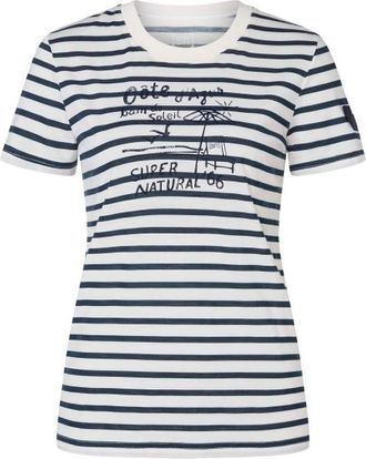 super.natural Stripe Cote DAzur Bio Jersey Tee Merinoshirt f&uuml;r Damen | wei&szlig;/ salute