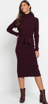 Bonprix Strickkleid BONPRIX, Damen, Gr. 36/38 (S), N-Gr, braun (weinrot), Obermaterial: 50% Viskose, 26% Polyamid, 24% Polyester, festlich, figurbetont, Kleid