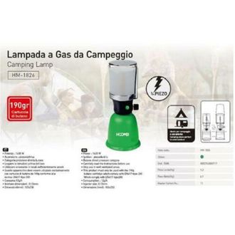 Trade Shop Lampara Camping Gas 190 Gr 1600w Encendido Piezo Con Pantalla