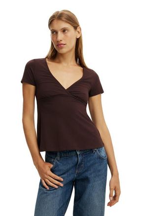 Cotton On Womens Lucy Babydoll Tee in Dark Oak at Nordstrom, Size Xx-Small