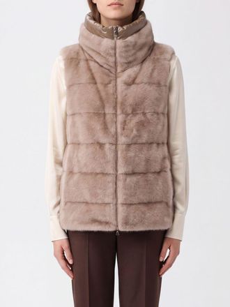 Herno Gilet imbottito in pelliccia sintetica con collo alto e zip