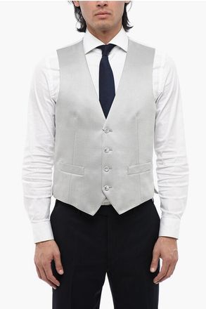 Corneliani CC COLLECTION Two-Tone Wool-Blend Vest with Martingale size 48