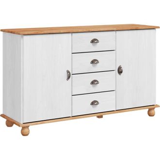 vidaXL Vitrina Blanco 133.5 X 40 X 79 Cm Madera Maciza De Pino Vidaxl