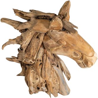 Biscottini International Biscottini - Scultura a Forma Di Testa Di Cavallo In Legno Di Teak Riportato Dal Mare