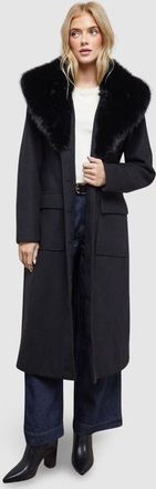 Oasis Faux Fur Collar Belted Coat in Black at Nordstrom, Size 2