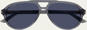 Gucci Mens GG1443Sm Acetate Aviator Sunglasses