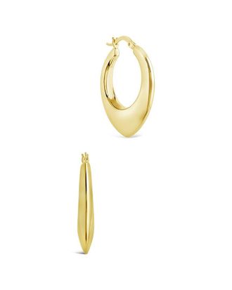 Sterling Forever 14K Plated Graduated Teardrop Tube Hoops