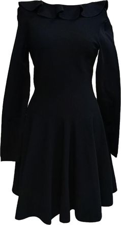 Valentino Valentino Garavani mini-jurk met ruches en lange mouwen in zwarte viscose