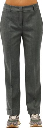Via Masini 80 Flanellen flare broek - Dames - Straight fit broeken - Grijs - S - Broeken