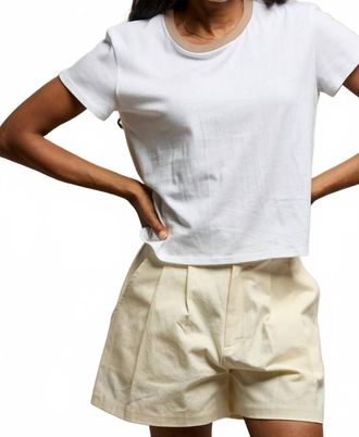 perfectwhitetee Billie Cotton Short Sleeve Ringer Tee In White/mocha