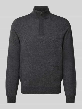 HUGO BOSS Regular Fit Troyer aus Schurwoll-Baumwoll-Mix Modell HETTORE in Black, Gr&ouml;&szlig;e S