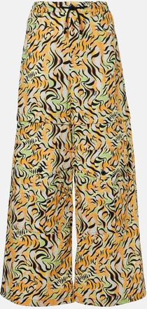 Marni Printed cotton wide-leg pants