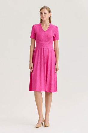 Ming Wang Fit-N-Flare Multi-Stitch Soft Knit Dress in Carmine Rose at Nordstrom, Size X-Small P