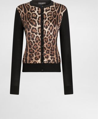 Dolce & Gabbana Leo-print Wool Cardigan - Woman Sweaters And Cardigans Animal Print 36