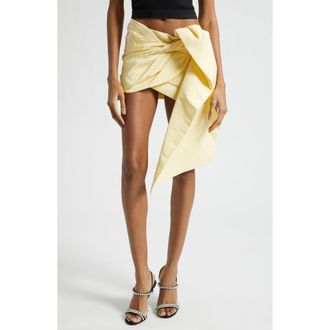 Area Taffeta Knot Miniskirt in Light Yellow at Nordstrom, Size X-Small