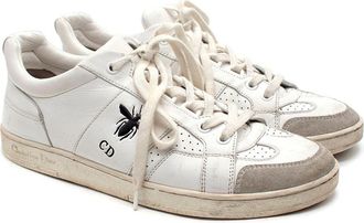 Dior White Suede Toe Cap Leather Bee Trainers Size 36.5