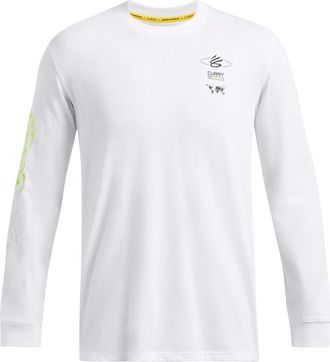 Under Armour Mens Curry Verbiage Heavyweight Long Sleeve White/Yellow/Black S