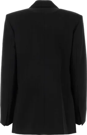 Lanvin Womens Double-Breasted Wool Blazer Black Blazers