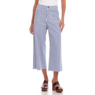 Karen Kane Stripe Crop Wide Leg Pants in Blue/white at Nordstrom, Size 16