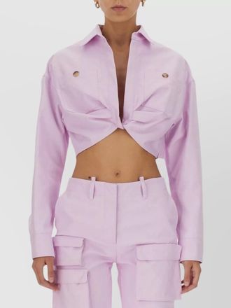 Off-white v-neck cropped jacket button detailing
