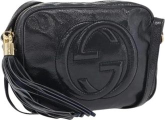 Gucci Pre-owned Cross Body Bags, female, Blue, Size: ONE SIZE Pre-owned Vintage Patent Leather Shoulder Bag