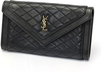 Saint Laurent Black Quilting Leather Long Wallet (Bi-Fold) (Pre-Owned)