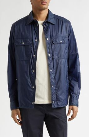 Moncler Water Repellent Nylon Ripstop Shirt Jacket in Navy Blue at Nordstrom, Size Xx-Large