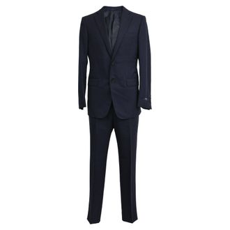 Lanvin Striped Single-Breasted Blazer and Trousers Suit in Navy Blue Wool