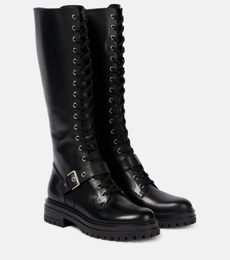 Gianvito Rossi Lace-up leather knee-high boots