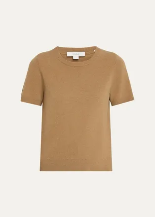 Vince Cashmere-Blend Short-Sleeve Crewneck Sweater