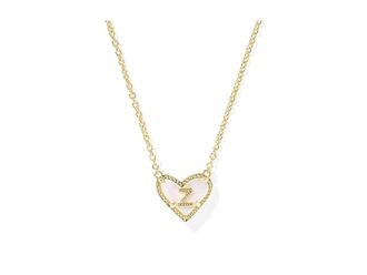 Kendra Scott Heart Letter M Short Pendant Womens Necklace Womens Necklace Z, Brass/Pearl/Rhodium-Plated