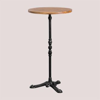 Sklum Mesa Alta De Bar Redonda En Madera De Acacia Azteca Sklum