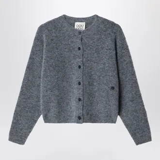Douuod Cardigan grigio m&eacute;lange in misto alpaca