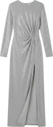 Twentyfourhaitch Jurk met strass en zijsplit - Dames - Avondkleed - Grijs - 2XL - Kleedjes
