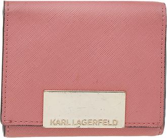 Karl Lagerfeld Pink Saffiano Leather Trifold Wallet