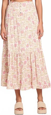 Saltwater Luxe Dagny Midi Skirt In Botanical Ivory