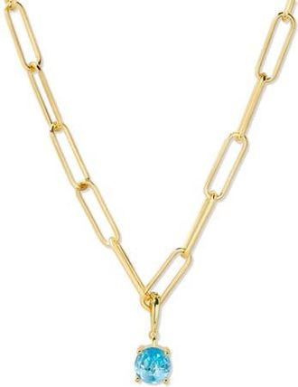 Brook & York Melrose Birthstone Pendant Paper Clip Chain Necklace in Gold at Nordstrom Rack
