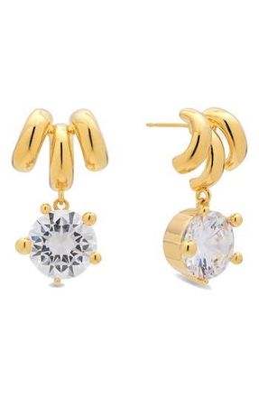 Eye Candy Los Angeles Isadora Cubic Zirconia Drop Triple Huggie Hoop Earrings in Gold at Nordstrom Rack