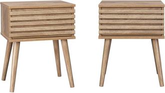 Sweeek Mesita de noche estilo escandinavo, set de 2, natural