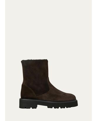 Aquatalia Eloise Shearling-Lined Suede Ankle Boots